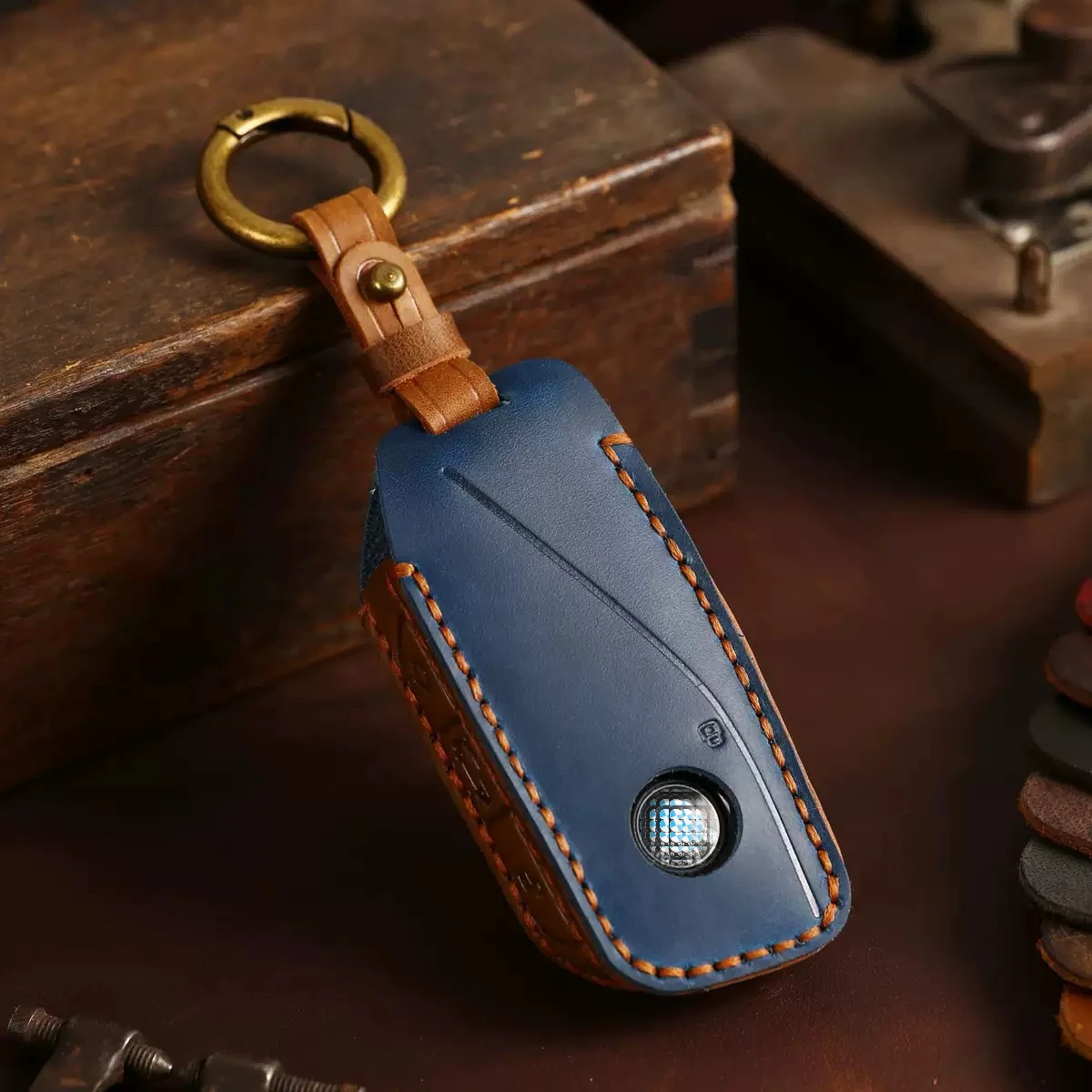 New 2024 Handmade Genuine Leather Car Key Case For BMW X7 Luxury Key Fob Cover Holder Car Key Accessories