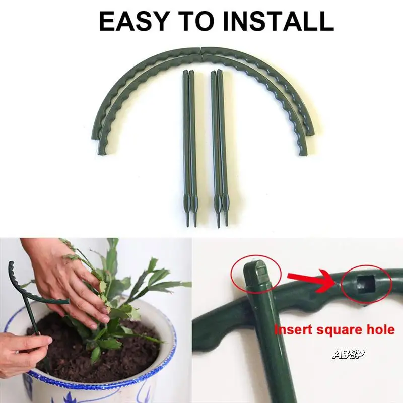 

10 Pack Plant Support Plant Stakes, Plastic Half Round Plant Support Ring Plastic Plant Cage Holder Flower Pot Climbing Durable