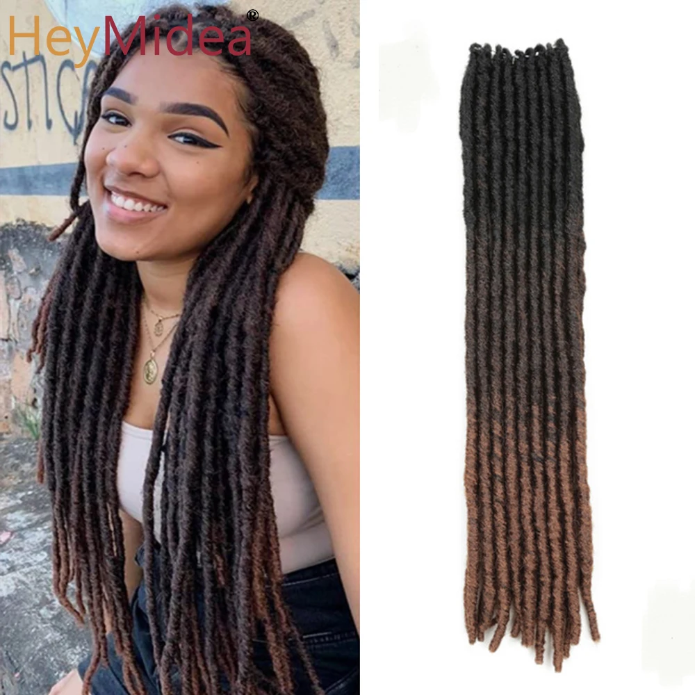 

Synthetic Faux Locs Straight Gypsy Locs Kanekalon Fiber Dreadlocks Crochet Hair Pre-Looped Goddess Ombre Braid Extensions 18inch