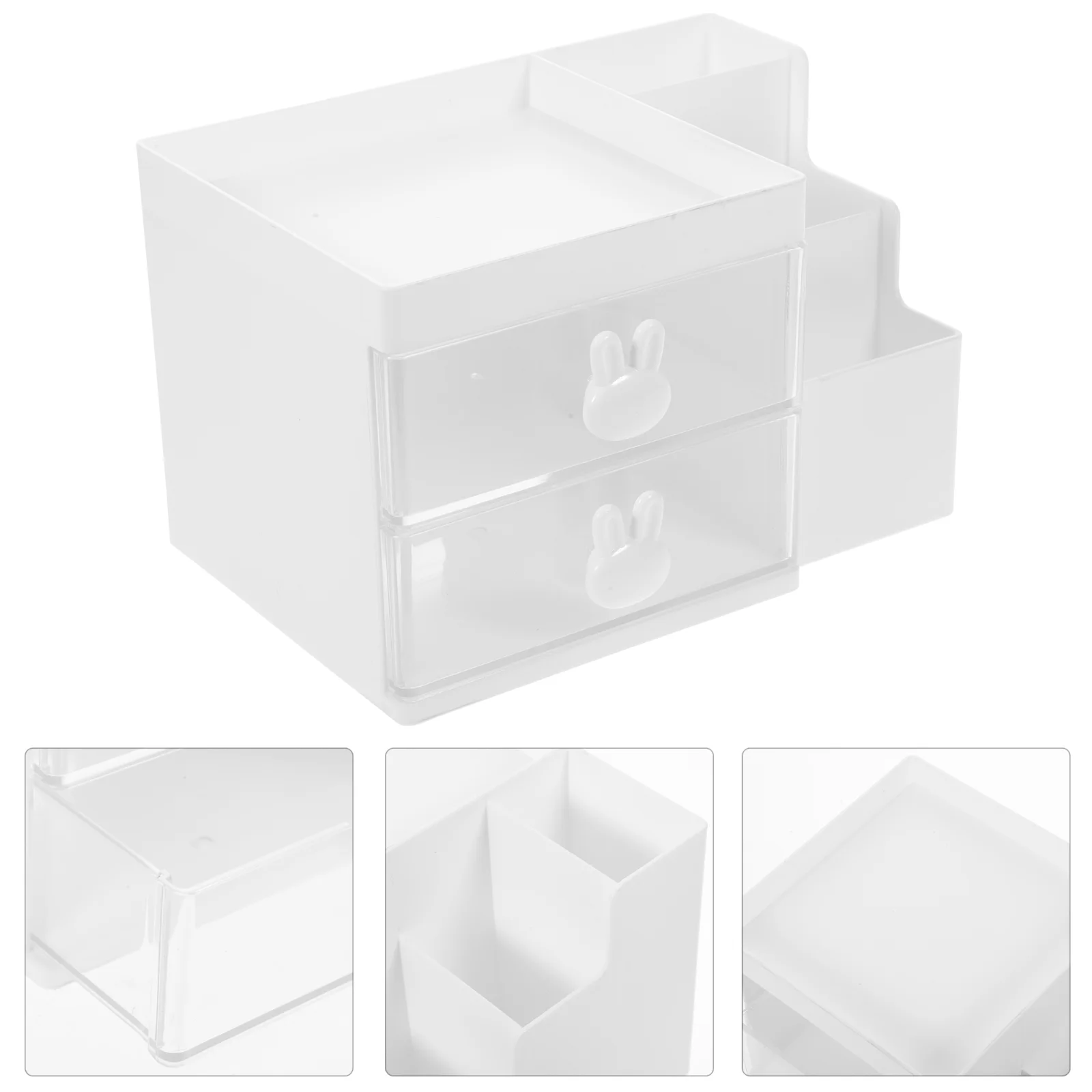 Holder Desktop Pen Storage Box Drawer-type Office Stationery Cosmetics Multi-Function Organizing Rack (White) Holders Organizer
