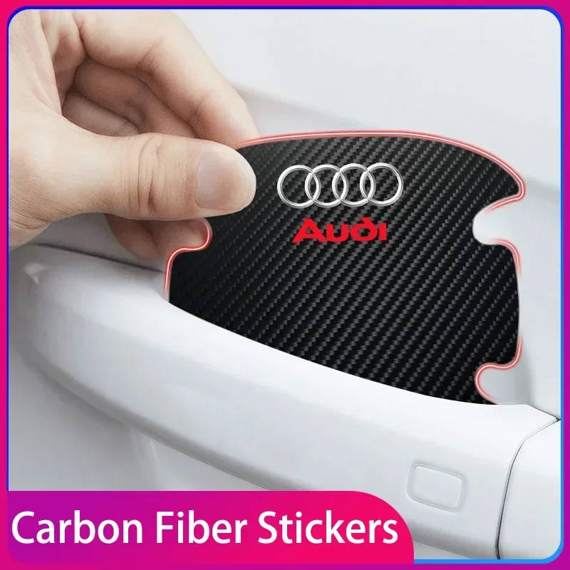

Carbon Fibre Car Door Bowl Handle Protector 4PCS Anti-scratch Sticker Car Accessories for Audi Sline TT Q2 Q3 Q5 Q7 Q8 A3 A4 A5
