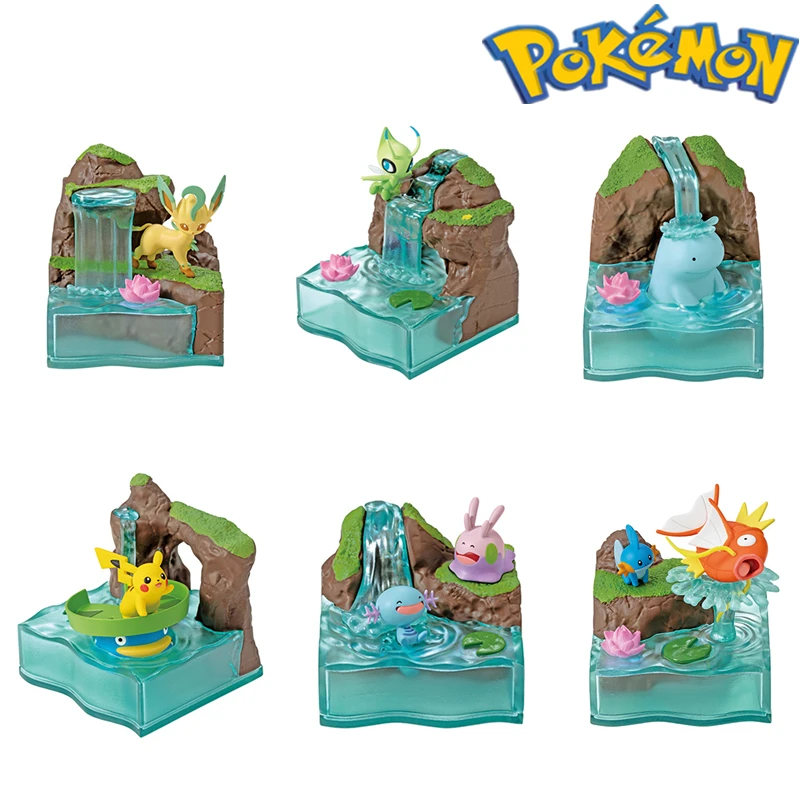 Pokemon Miniature Scene Model Mystic Fountain Series Pikachu Magikarp Celebi Quagsire Figure Animation Collectible Toy Gift