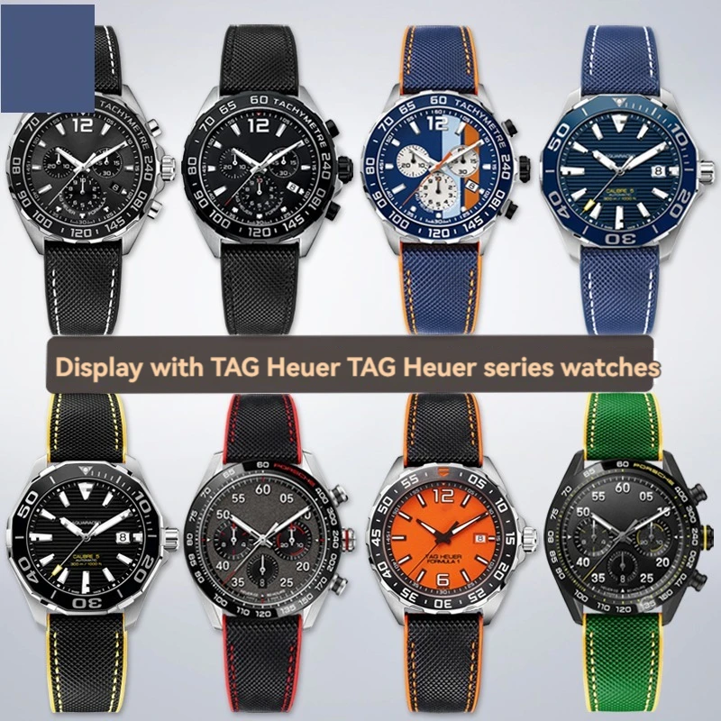 Canvas Nylon Rubber Strap 20mm 21mm 22mm 24mm For Tag WATCH Heuer Citizen Seiko no.5 Men Waterproof Watchband Watch accessories