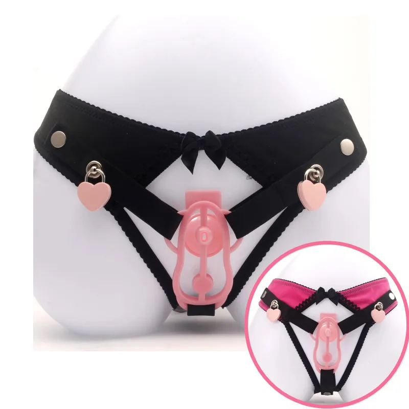 سيسي التدريب الوردي قابل للتعديل G-STRING لمشبك فوفو وقفص الديك، سراويل العفة، حزام مضاد للسقوط لقفص العفة للذكور