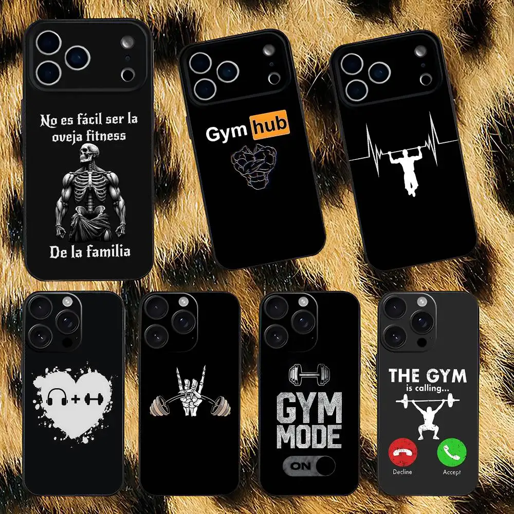 

Gym Fitness Bodybuilding Case For iPhone 17,16,15,14,13,12,11 Air,Plus,Pro Max,XS,X,XR,SE,Mini,8,7,Soft Silicone Black Cover