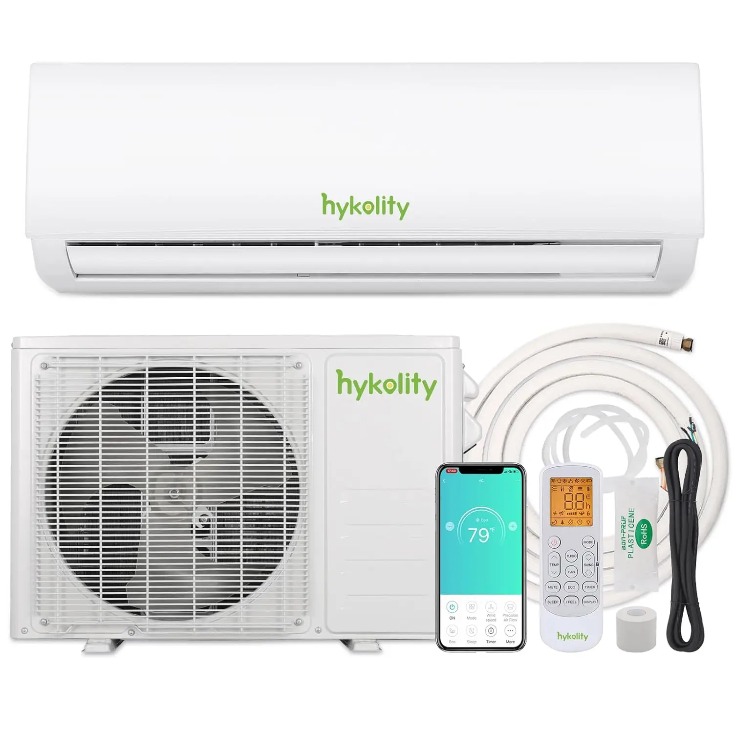 18000 BTU Wifi Enabled Mini Split Air Conditioner, 20 SEER2 208-230V Ductless Wall Mounted Inverter Air Conditioner &, Custom