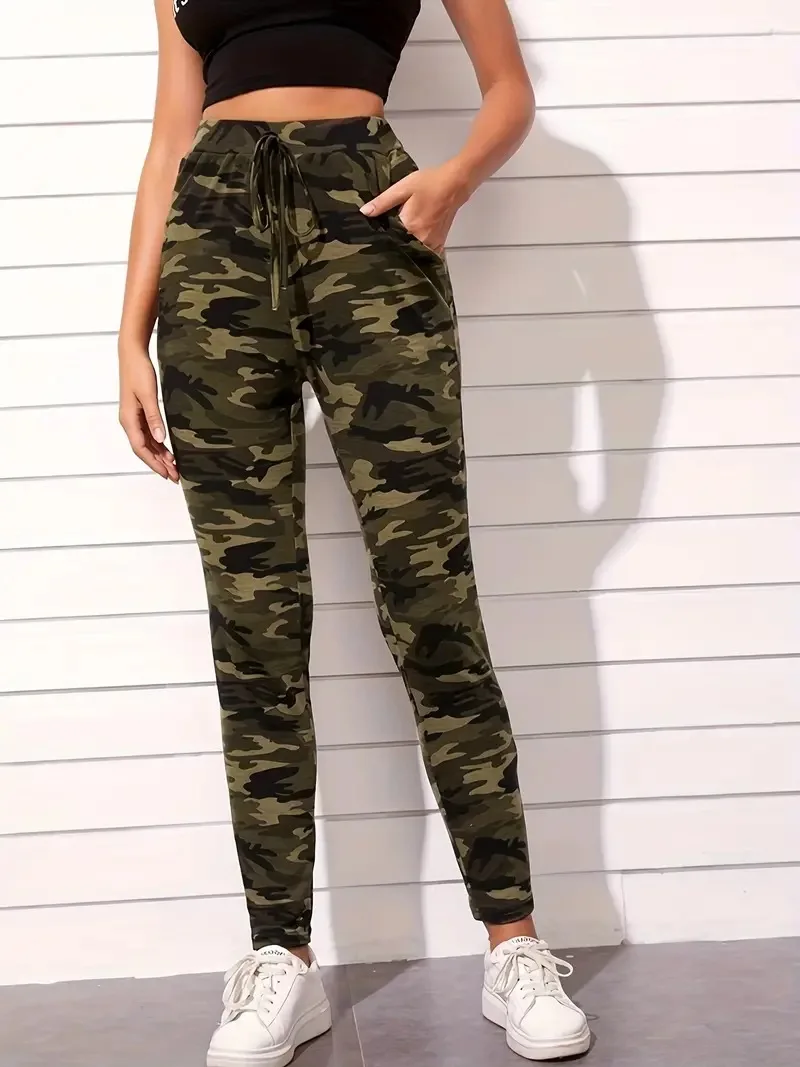 New spring and summer women\'s camouflage outer wear elastic leggings nine-point pants women\'s trousers