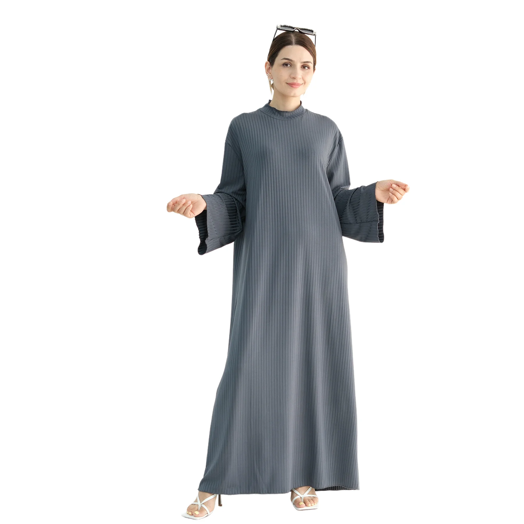 

Мусульманское женское трикотажное длинное платье: Дубайская абайя, турецкий кафтан, джеллаба для Ид, одежда для Рамадана, исламская одежда, марокканский кафтан, женское платье-абайя