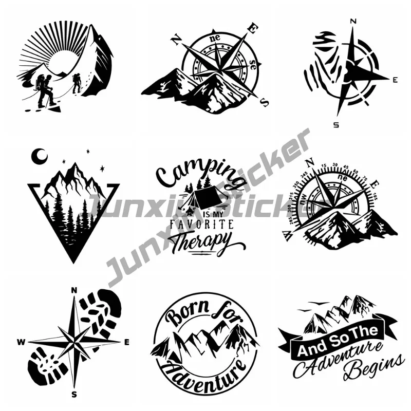 

Adventure Sports Compass Car Sticker Wrap Vinyl Mountain Car-Styling Auto Engine Cover Door Window Large Size