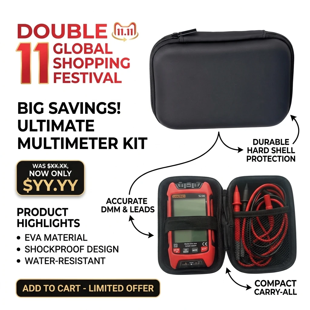 Multifunctional Storage Bag Shockproof Earphone Data Storage Bag EVA Protective Box Multimeter Carrying Bag Zipper Tool Bag