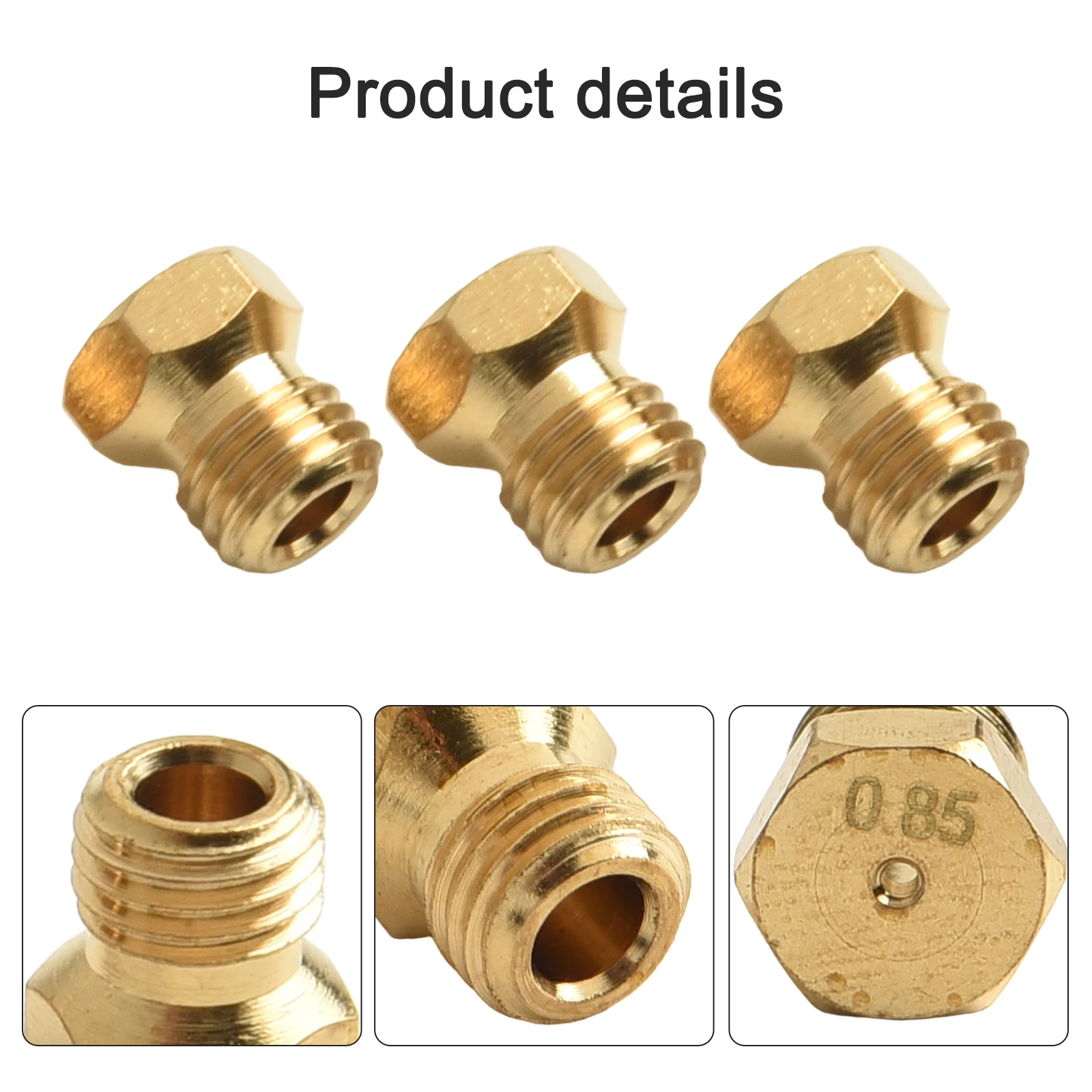 10pcs Brass Burner Nozzle For M6*0.75 0.85mm Hole For LPG Propane Gas Injector Conversion Kit Water Heater Stove Replacement
