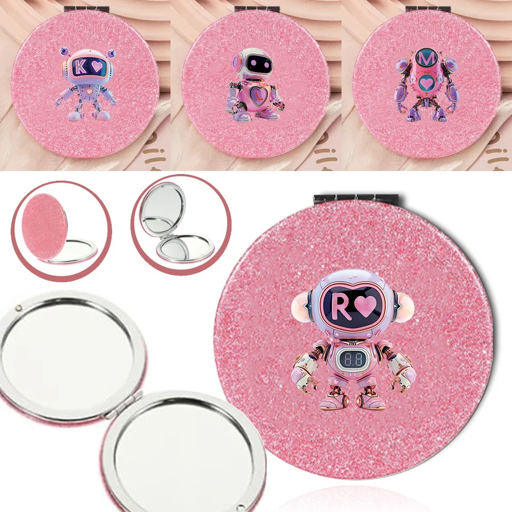 

Portable Dustproof Folding Shiny Makeup Mirror Washable Space Saving Beauty Cosmetic Tool Robot Initial Name 26 Letters Letters