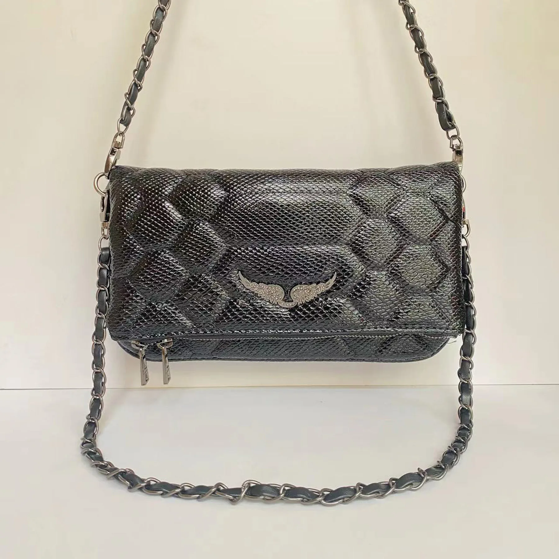 الفرنسية ZV جديد عبر الحدود الجناح سلسلة حقيبة المرأة عادية الماس جزءا لا يتجزأ من حقيبة يد الموضة البسيطة مباراة يومية حقيبة مربعة صغيرة