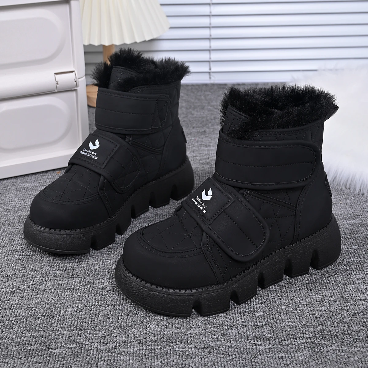 Fur Keep Warm Snow Boots Women 2023 Winter Waterproof Platform Flats Heel Shoes Snow Boots Female Footwear Short Ankle Boots