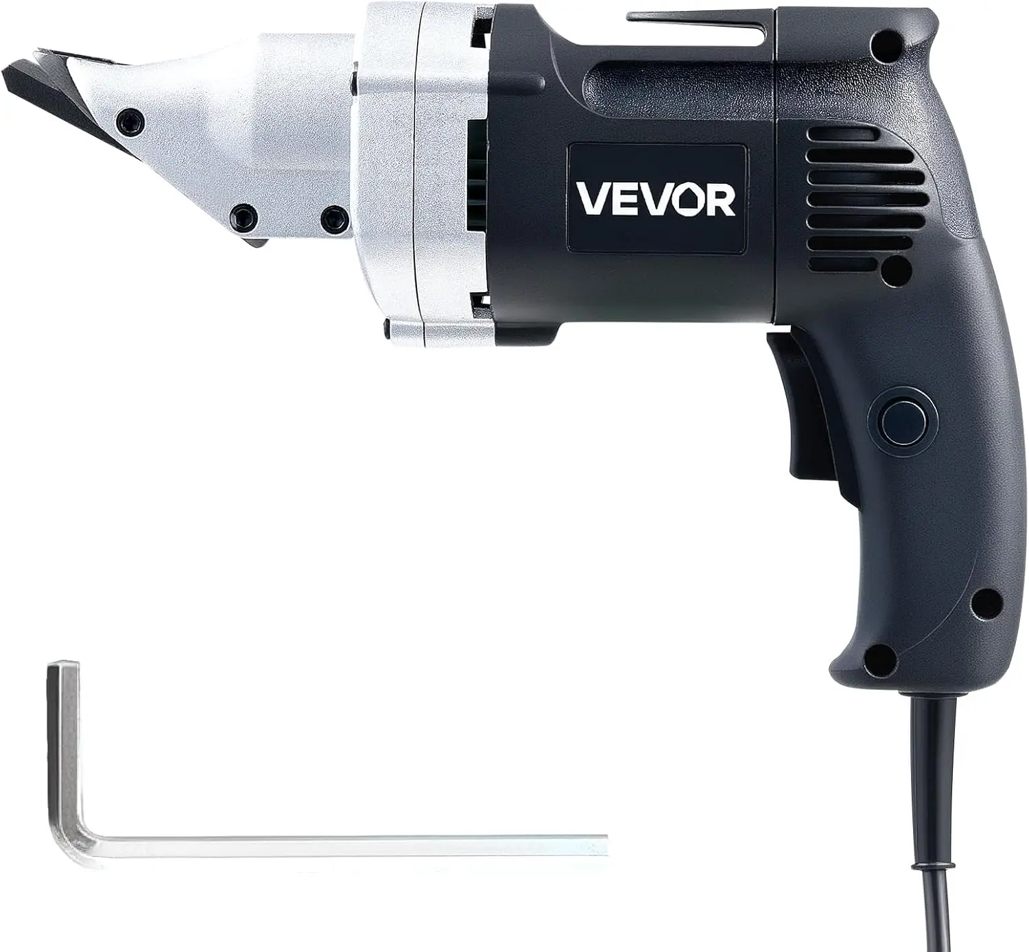 Electric Metal Shear, 4.0-Amp Corded Sheet Metal Cutter with 360-Degree Swivel Head, Variable Speed, Continuous Cutting, Clean C