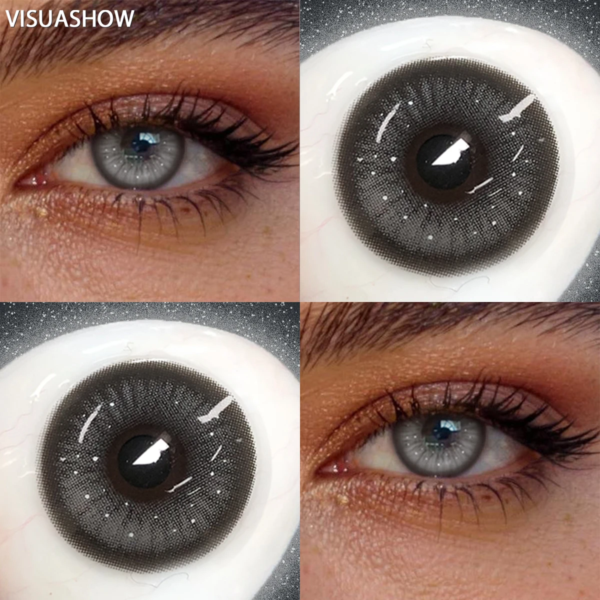Visuashow Diamond Shimmer Farbige Kontaktlinsen 6 Monate Einweg 14,5mm Blau Grün Augenfarben-Kontaktlinsen für Schönheitskosmetik 70 – Detail 12
