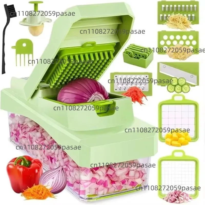 

Vegetable shredder with container, food slicer, onion slicer, cheese grater, mandolin slicer, kitchen gadgets and household