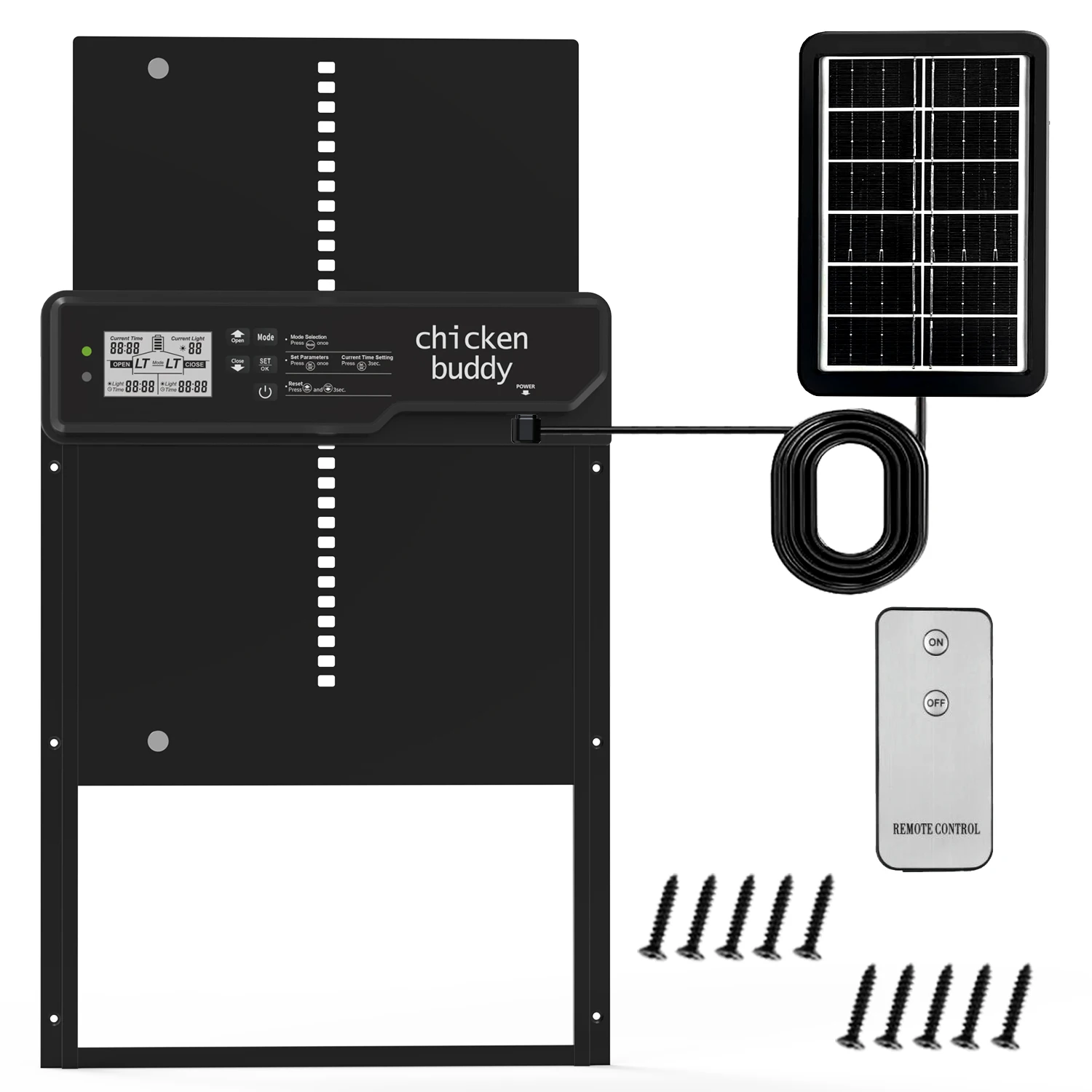 Porte de poulailler automatique, porte solaire de poulailler avec minuterie intelligente et capteur de lumière, conception de sécurité Anti-pincement, grand W