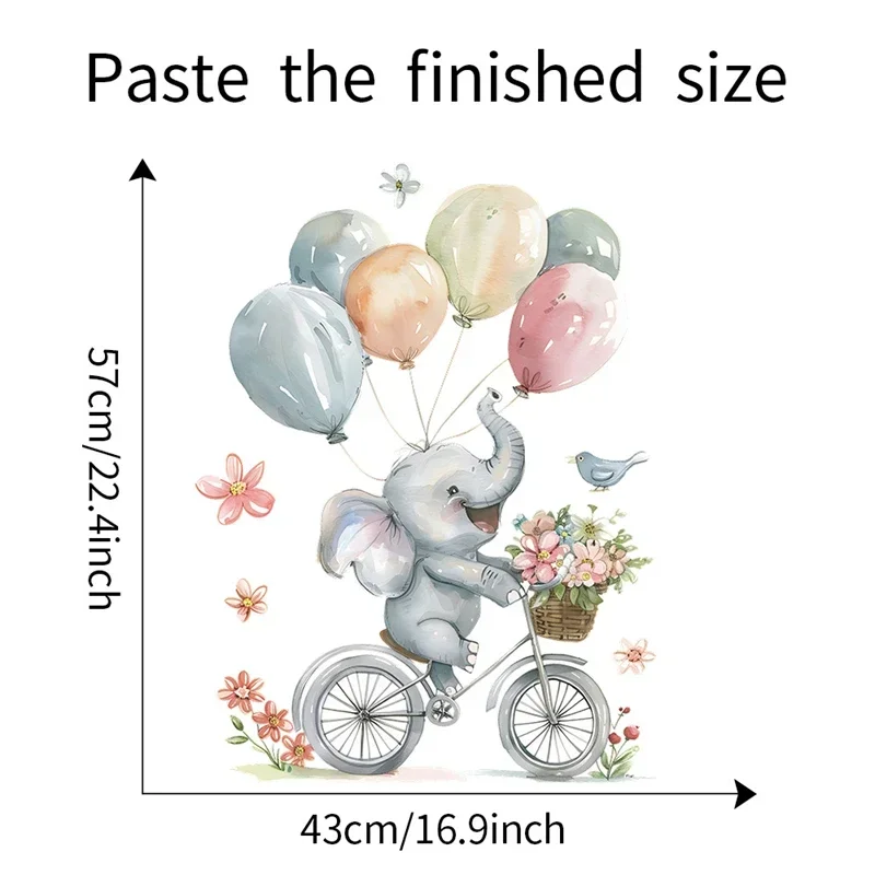 Elephant Balloon Bird Flower Children's Sticker Wallpaper Wall Stickers for Baby Girl Boy Nursery Bedroom Kids Room Decoration