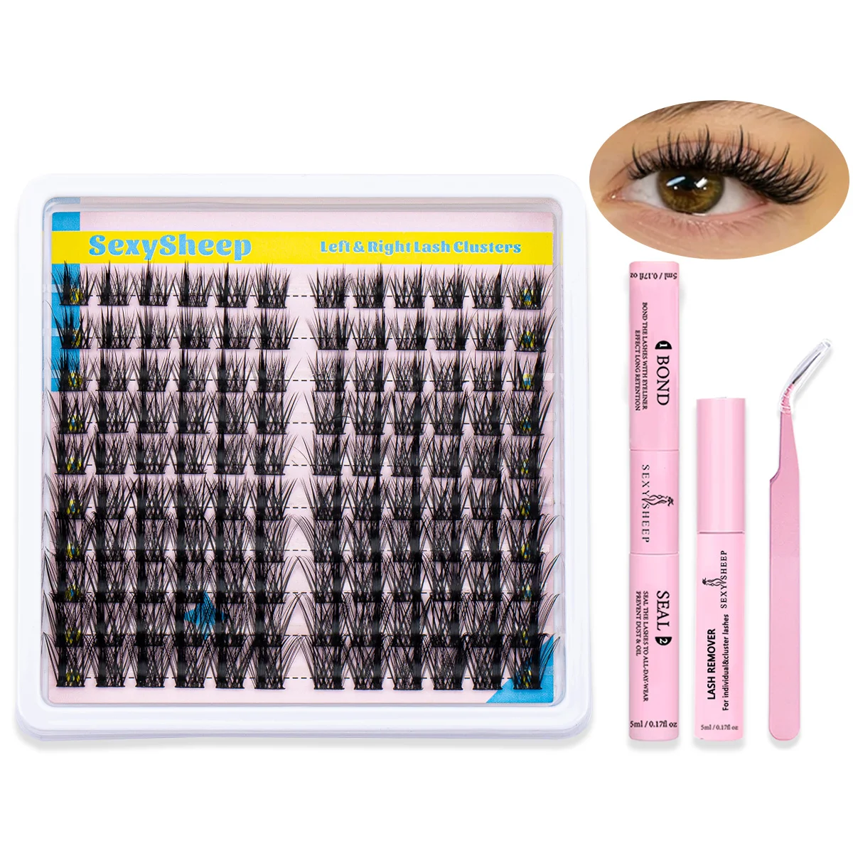 SEXYSHEEP Wimpers Cluster Kit Pluizige Wimper Extension Kit Volume Gemengde Lade Faux Nertsen Wimpers Lash Extension Make-Up