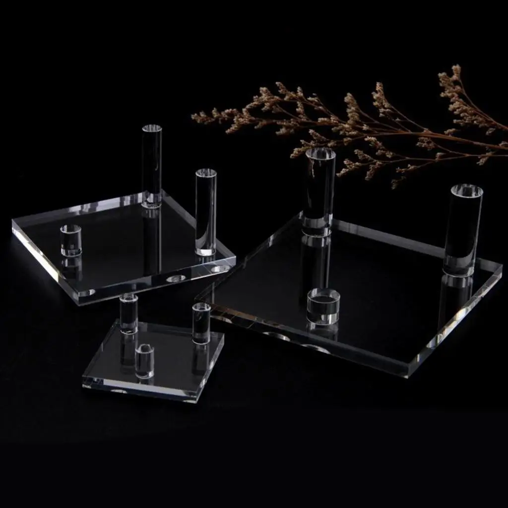 Three-peg Acrylic Display Stand Suport Base for Minerals Rock Samples