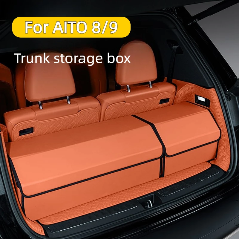 For AITO 8 M8 AITO 9 M9 Trunk Storage Box Car Trunk Leather Storage Box Interior Accessories Modification and Matching