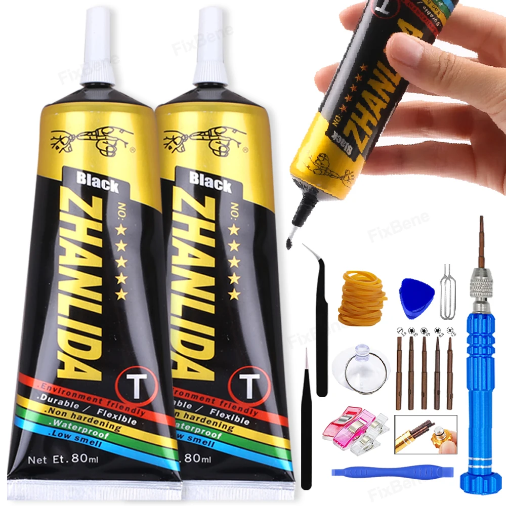 Kit de reparo de cola para tela de celular, moldura de capa traseira, adesivo preto forte, super zhanlida, madeira, cerâmica, quebra-cabeça de metal, modelo de plástico