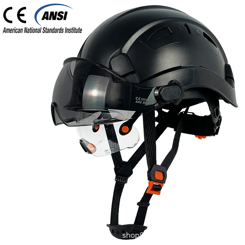 CE Construction Safety Helmet With Visor Built In Goggles For Engineer ABS Hard Hat ANSI Industrial Work Cap Head Protection New - view 6