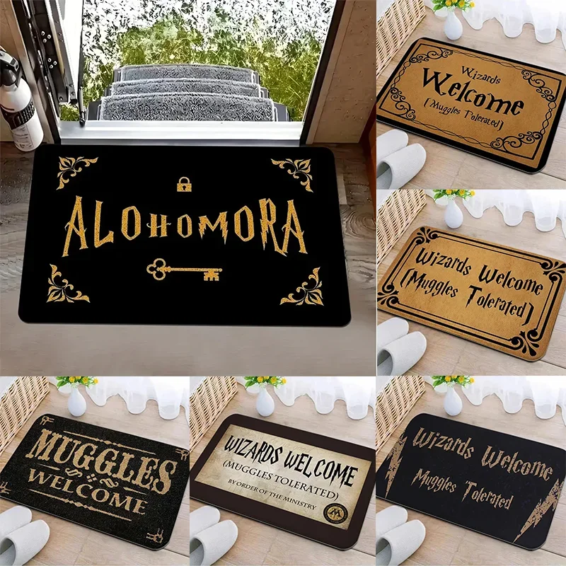

Alohomora Magic Key Welcome Mat Non-Slip Flannel Machine Washable Versatile for Living Room Bedroom Bathroom Home Decor Rug