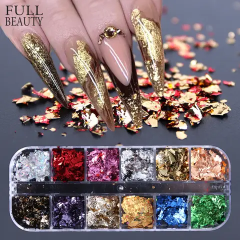 12 Grid Nail Art Sequins Full Beauty