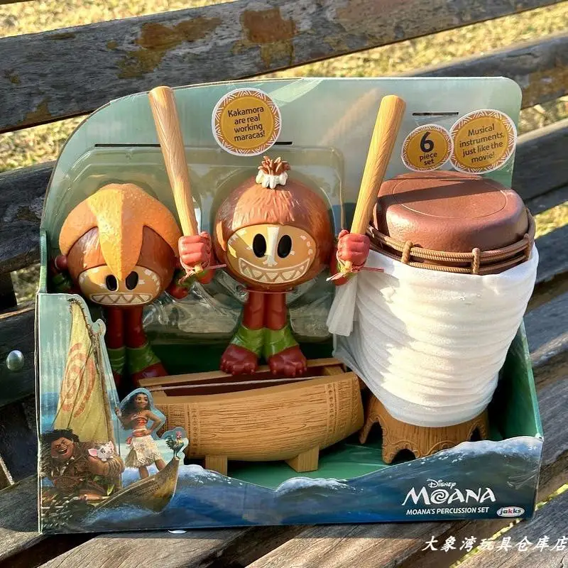 Miniso Anime Moana 2 Ocean Adventure Film Pirate Coconut Kakamorat War Drum Percussion Set For Kids Action Figure Model Toys