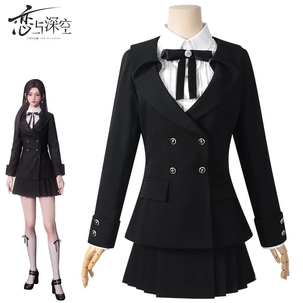 

Lianyu And Deep Space Main Control Encounter Qimeng Cosplay Costume Deep Space Hunter Black Suit Moonlight Cosplay Set