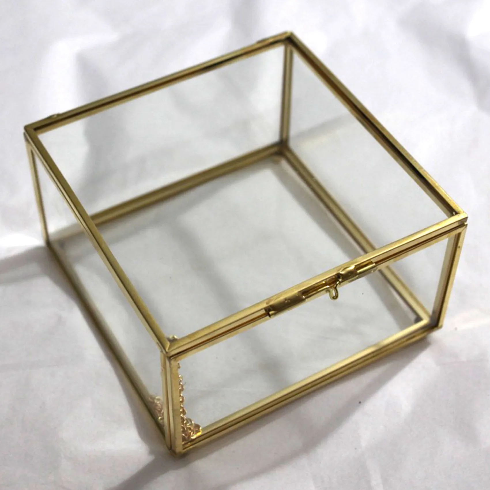 

-A54T 2X Geometric Glass Style Jewelry Box Table Container For Displaying Jewelry Keepsakes Home Decoration Plants Container