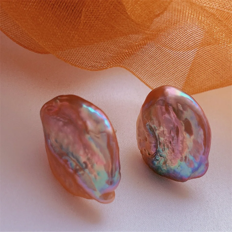 

HUGE Multi-Color baroque pearl earrings silver 925 Holiday gifts Stud Women Handmade Bohemian Teens Crystal