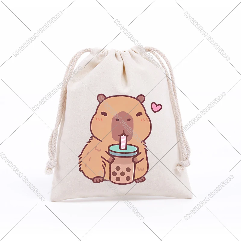 Nette Capybara Lagerung Kordelzug Tasche Tiere Cartoon Geburtstag Geschenk Taschen Mädchen Party Süßigkeiten Paket Schlüssel Münzfach Kinder Geschenk – Detail 3