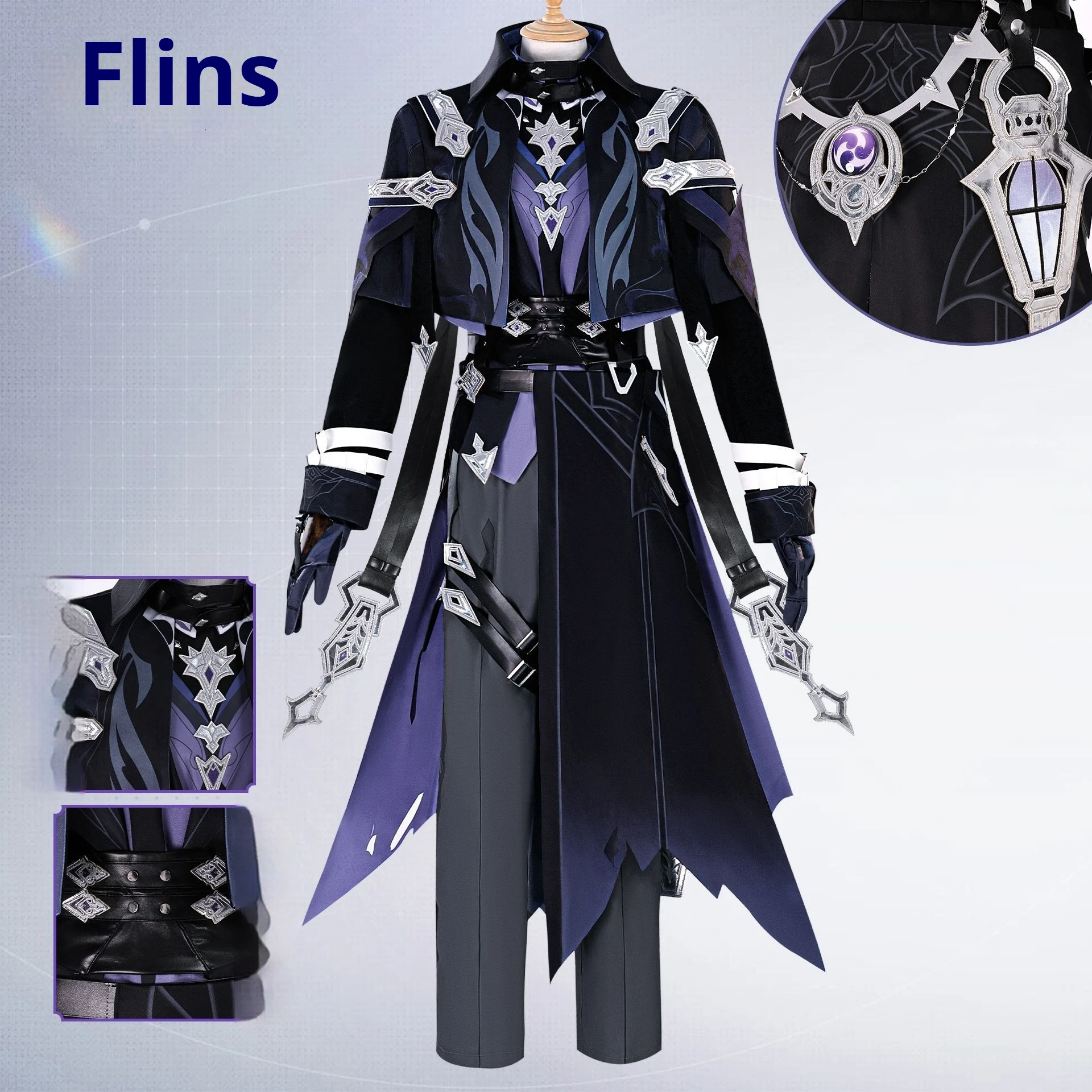 Spiel Genshin Impact Kyryll Chudomirovich Flins Cosplay-Kostüm Komplettes Set Uniform Outfits Flins Cosplay-Kostüm Rollenspiel-Requisiten