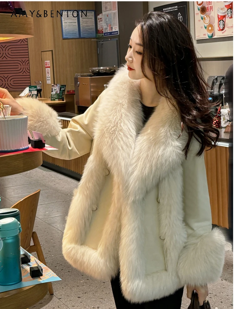 Sweet Graceful Imitation Fur Coat Women 2024 Winter New Fur Integrated Environmentally Friendly Fox Hair Fashion Short Faux Fur