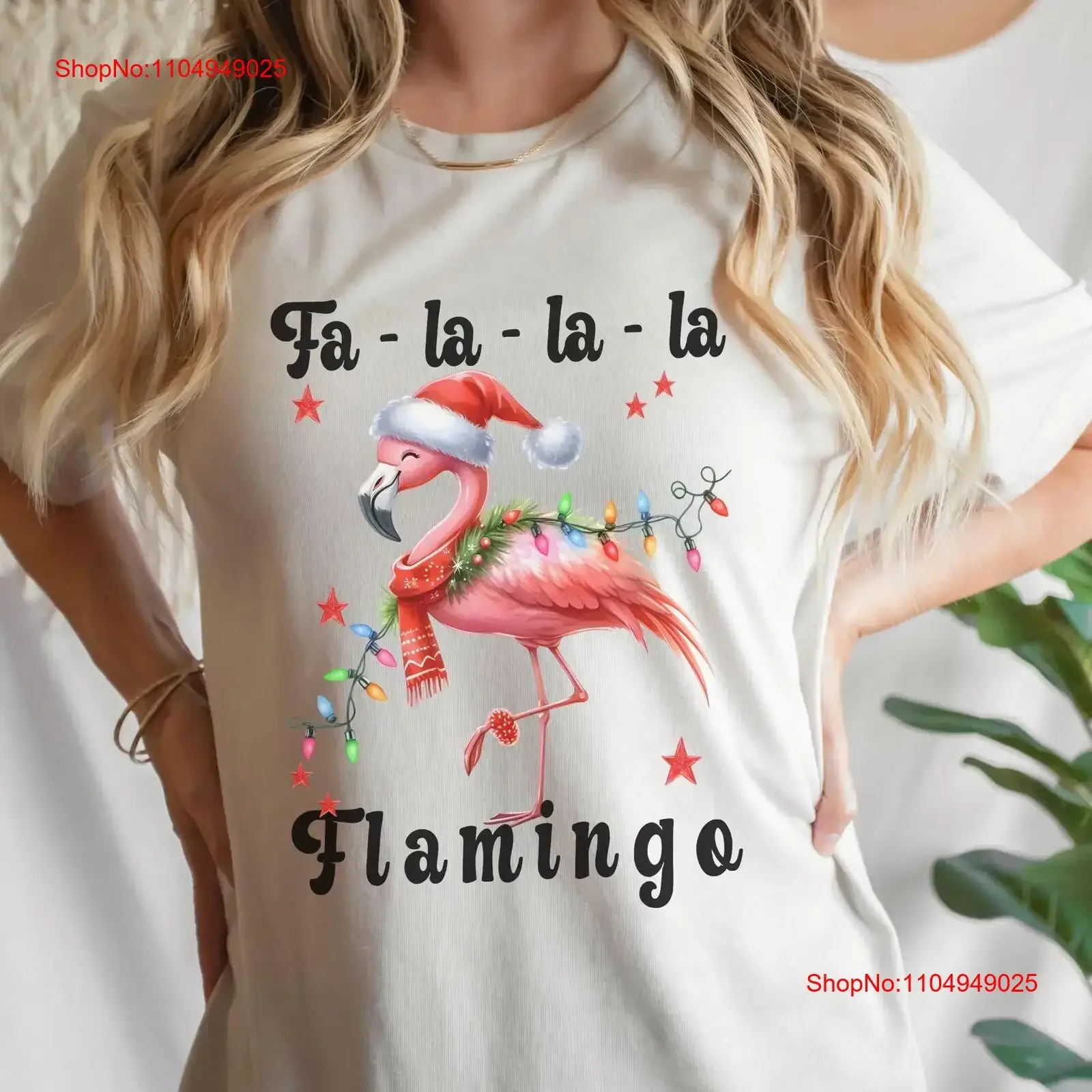 

Christmas Flamingo T Shirt woman Beach lover tropical vintage Washed Versatile Stylish fashion graphic designer clothes
