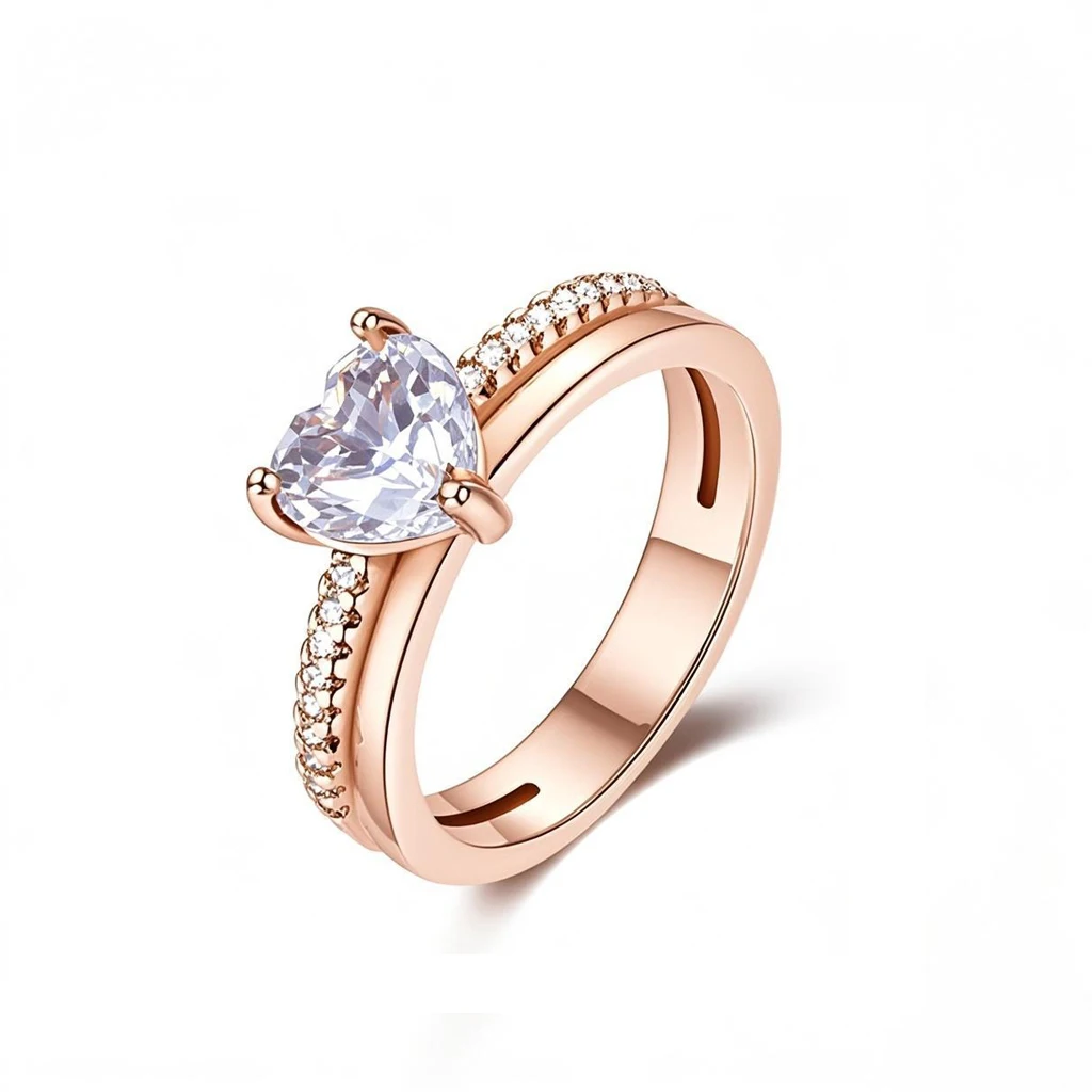 Cincin Perak 925 Baru Zirkon Bentuk Persegi Hati Ganda Untuk Wanita Ibu Perak Asli 925 Cincin Pernikahan Hari Valentine Perhiasan Hadiah