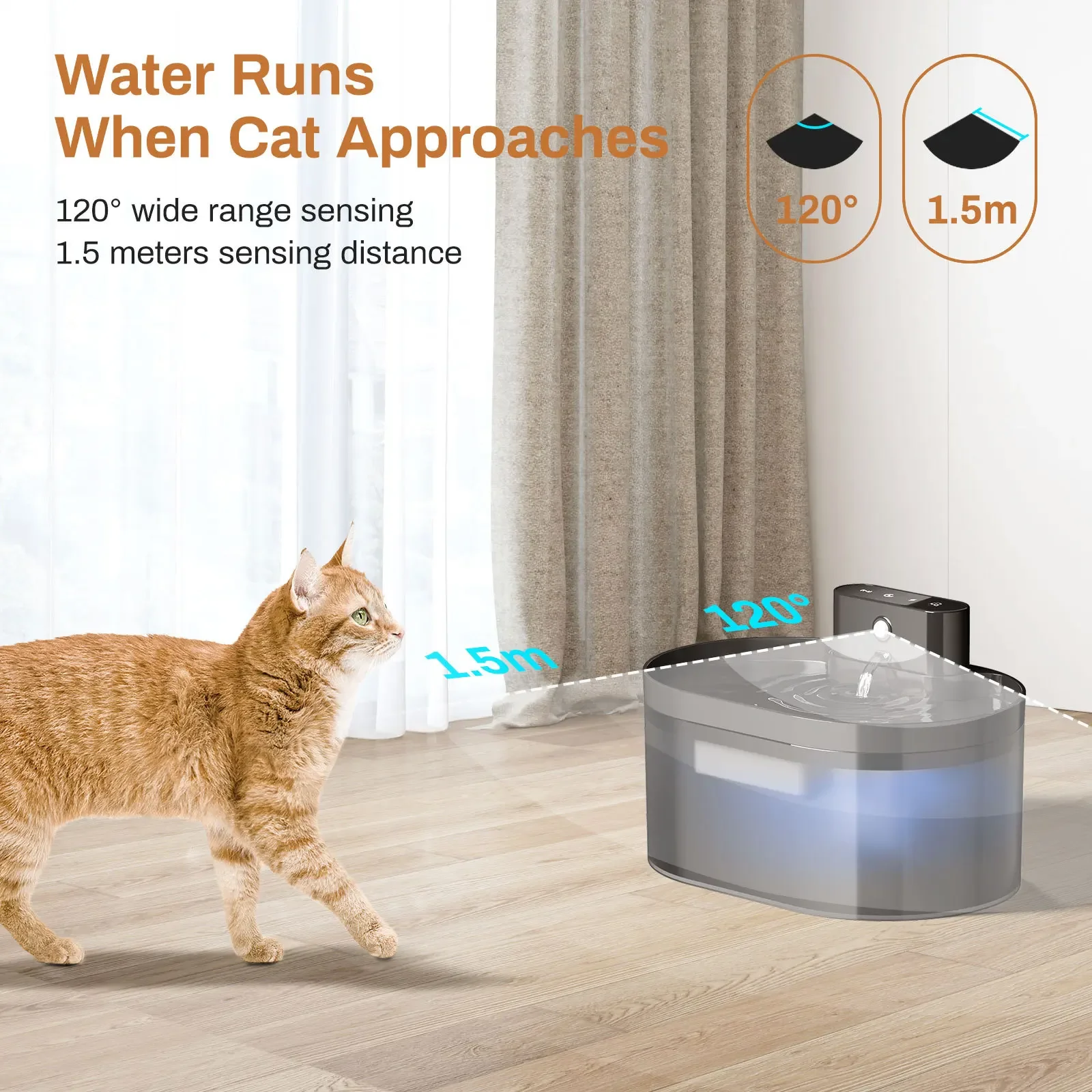 2 in 1 Wireless Water Fountain for Cats Pet Battery& Sensor Automatic Feeder Drinking Dispenser USB Rechargeable Cat Accessories