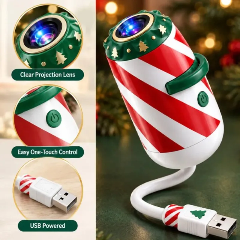 Christmas USB Powered LED Holiday Projection Light, Car Interior Atmosphere Lamp, Winter Festive Decor, Xmas Party Novelty Gift