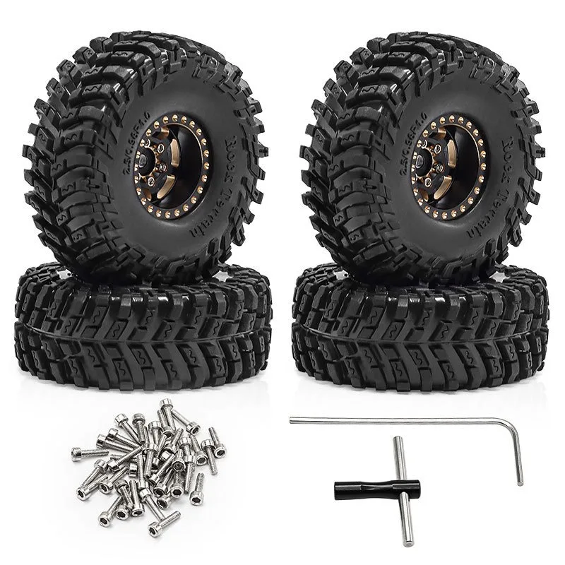 4 pz 63mm 1.0 "Metal Beadlock Ruota Pneumatici Set Per 1/18 RC Crawler Auto SCX24 FMS Ascent-18 Parti di Aggiornamento Accessori