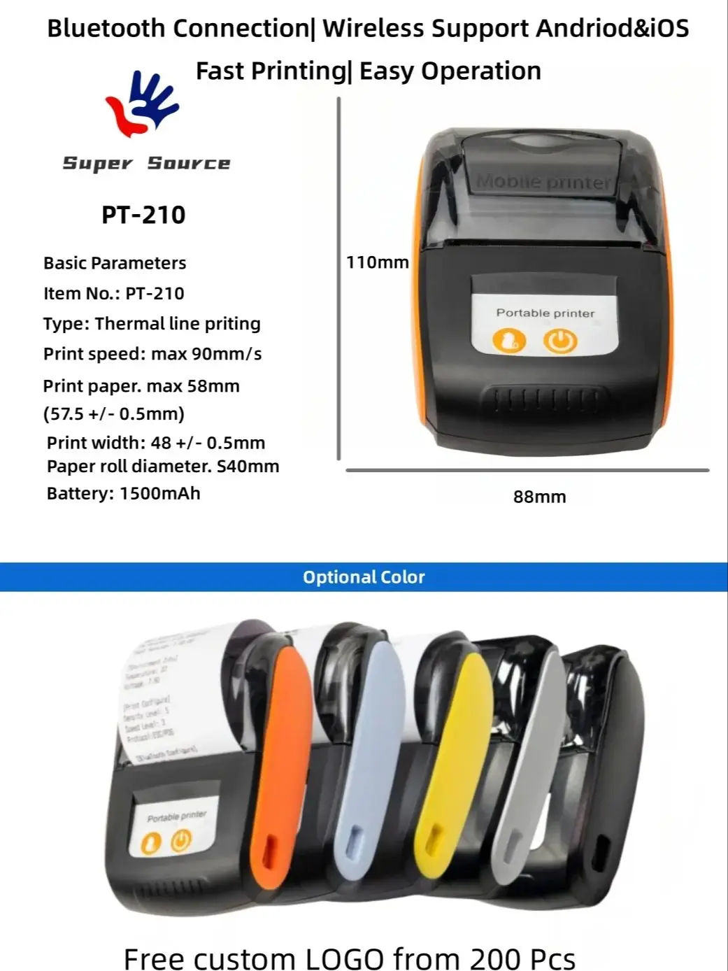 58mm Wireless Mini Thermal Printers Portable Receipt Printer Thermal BT Mobile Phone Android POS PC Pocket Bill Makers Impresora