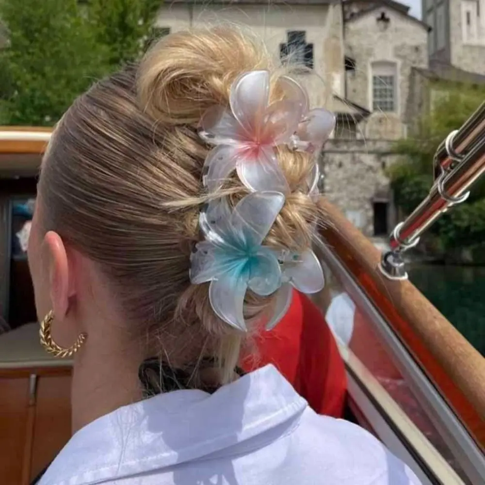 مشبك شعر بلوميريا وفرانجيباني ، دبوس شعر بسيط متدرج ، نمط Ins ، مشبك زهور #4