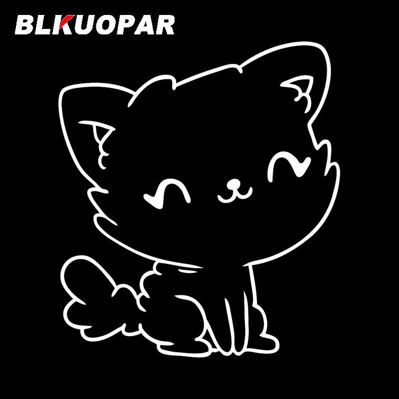 BLKUOPAR Cute Kawaii Fluffy Cat Car Sticker Creative Anime JDM Decal Vinyl Scratch-Proof Waterproof Laptop Graphics Car Lable