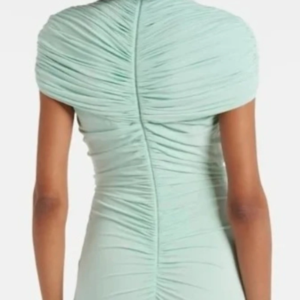 Elegant High Neckline Sleeveless Zipper Back for Special Occasion Gowns Customized Delicate Light Green Chiffon Evening Dress