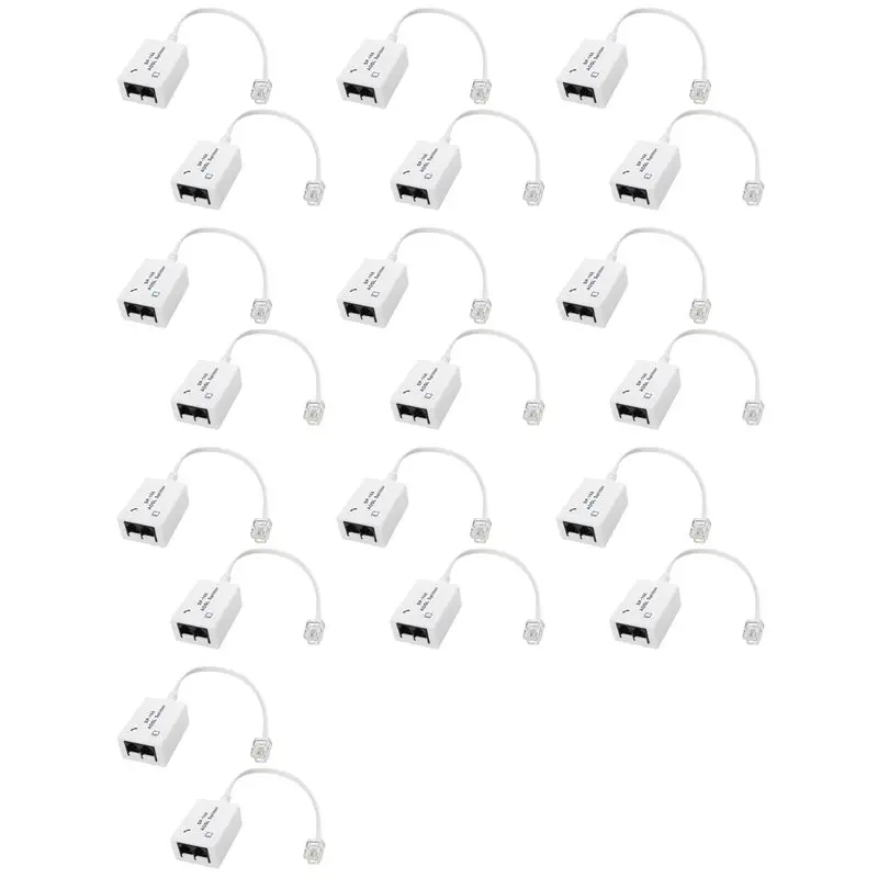B67C 20Pcs DSL Filter Splitter ADSL Splitter For Phone Line Male To 2 Female RJ11 6P4C/6P2C Telephone Modem Converter Adapter