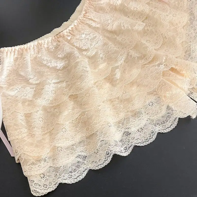 Y3NE Women Girls Tiered Ruffled Lace Bloomers Shorts Underpants Bowknot Elastic Waist Safety Short Pants Frilly Knickers