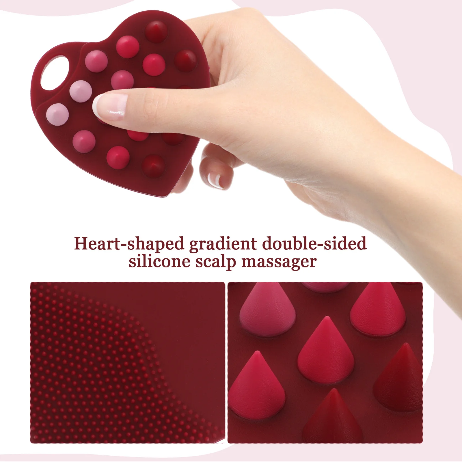 

Heart-Shaped Gradient Double-Sided Silicone Scalp Massager Soft Brush Hair Exfoliating Scrubber Shower Dandruff Removal Hair