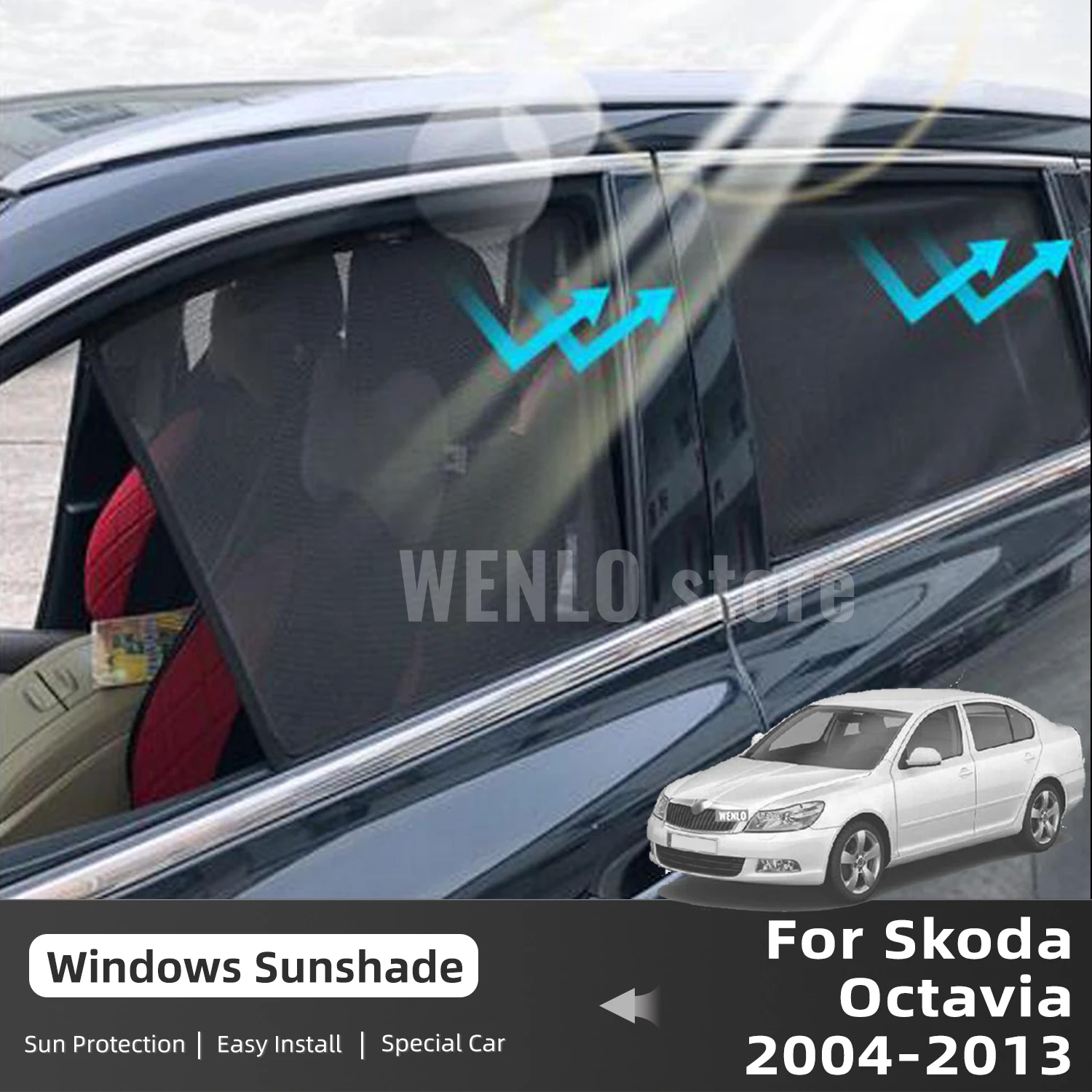 

For Skoda Octavia 1Z 2004-2010 2011 2012 2013 Rear Side Window Sun Shade Car Sunshade Magnetic Front Windshield Mesh Curtain